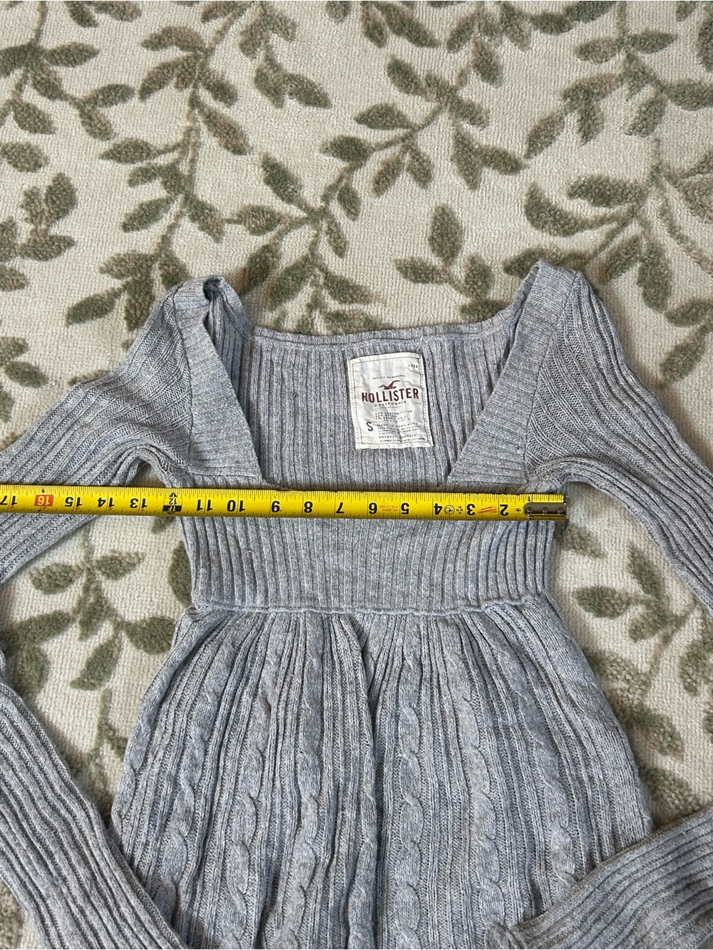 Vintage Y2K Hollister Babydoll Top Women SMALL GREY CableKnit Sweater BellaSwan - Picture 5 of 15